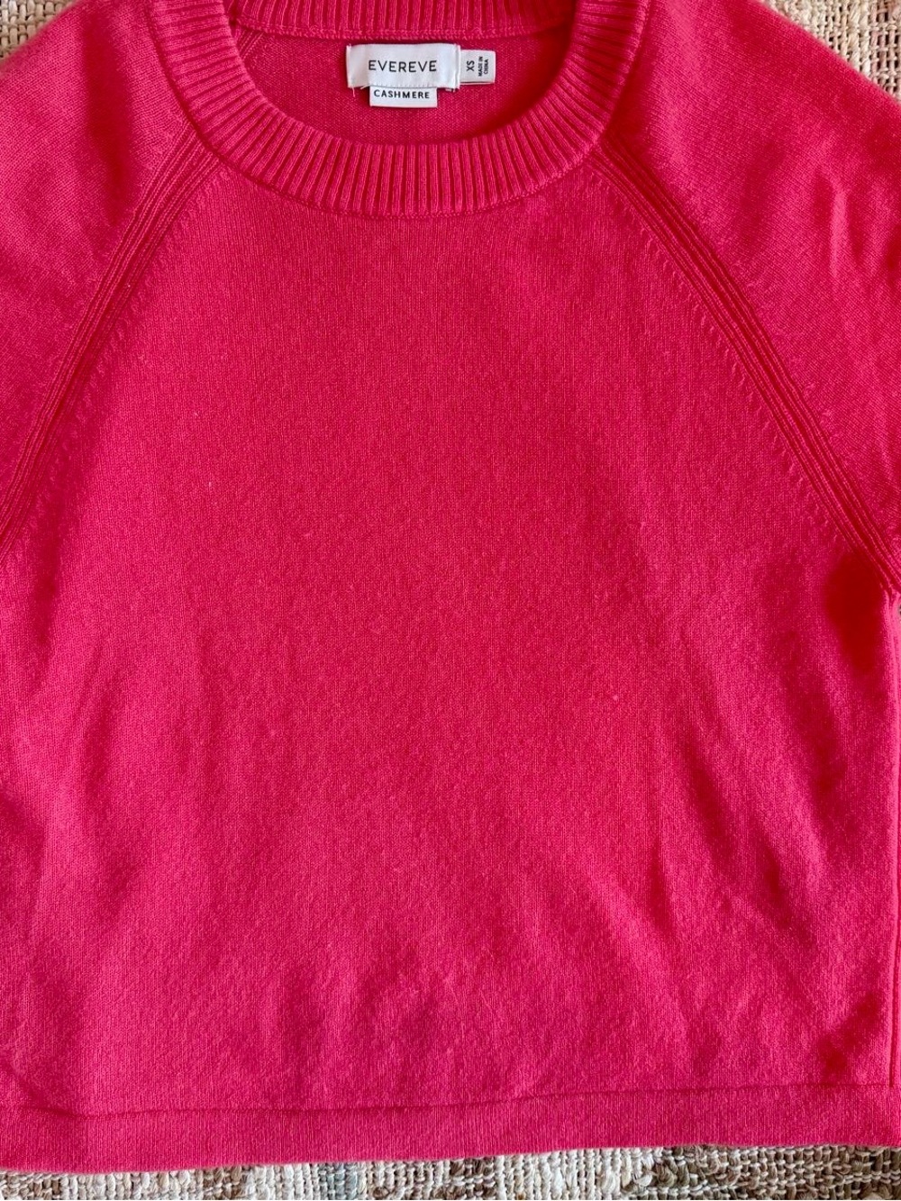 NWT Evereve Katie Short Sleeve Raglan Cashmere Tee Sweater Pink Coral S
